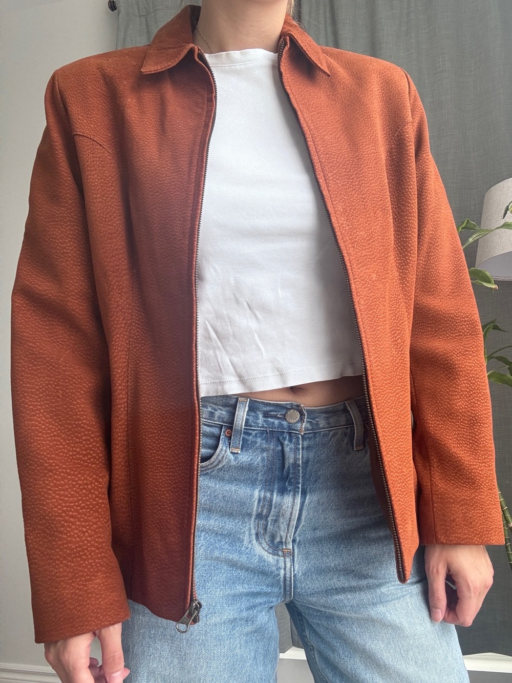El Boyero Burnt Orange Carpincho Suede Leather Jacket/Blazer - Picture 2 of 6